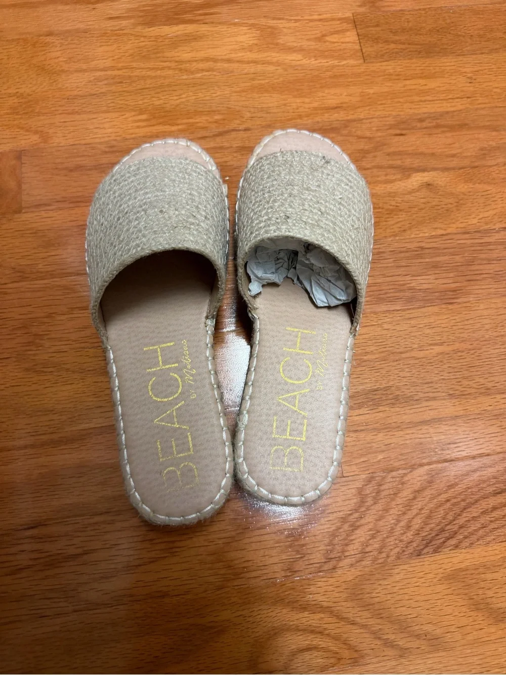 Beach Slide Wedge Sandals in Beige